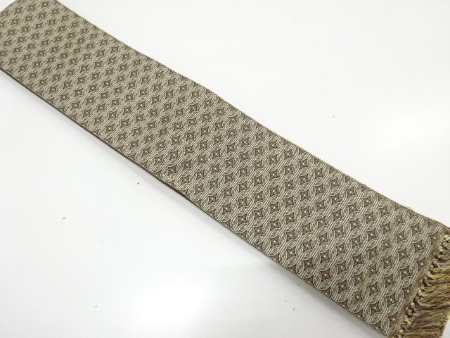 JAPANESE KAKU OBI / FOR MEN / UNUSED / REVERSIBLE / WOVEN SHIPPO PATTERN